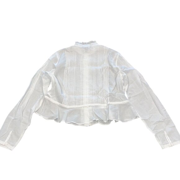 NWT J.Crew Sz M Lace-Trim Cinched-Waist Top White Cotton Voile Long Sleeve CJ461 - Picture 7 of 12